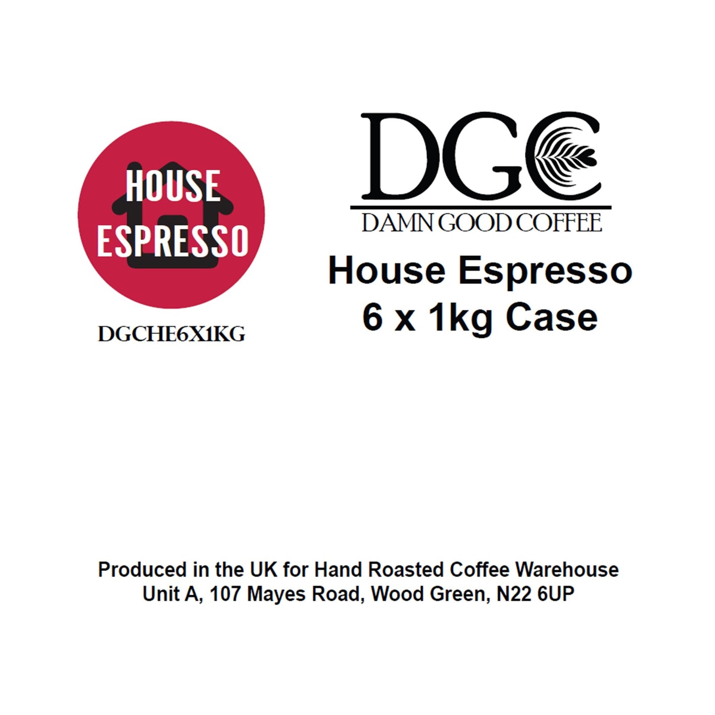 DGC House Espresso 6kg Case Wholebeans